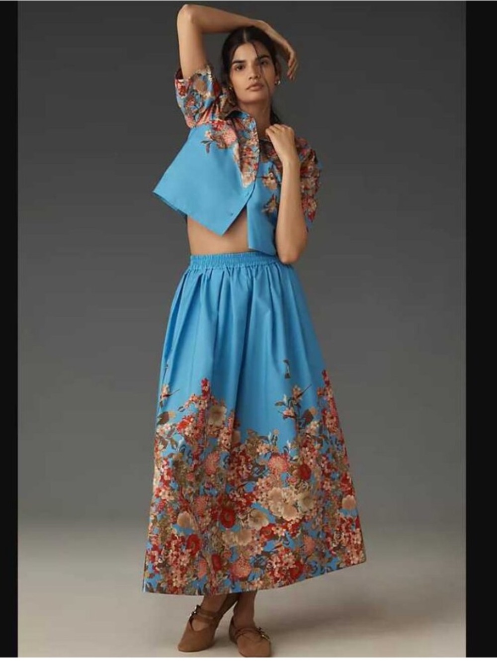 Maeve By Anthropologie Pull-On Circle Skirt In Blue Floral Size XS - Picture 12 of 12